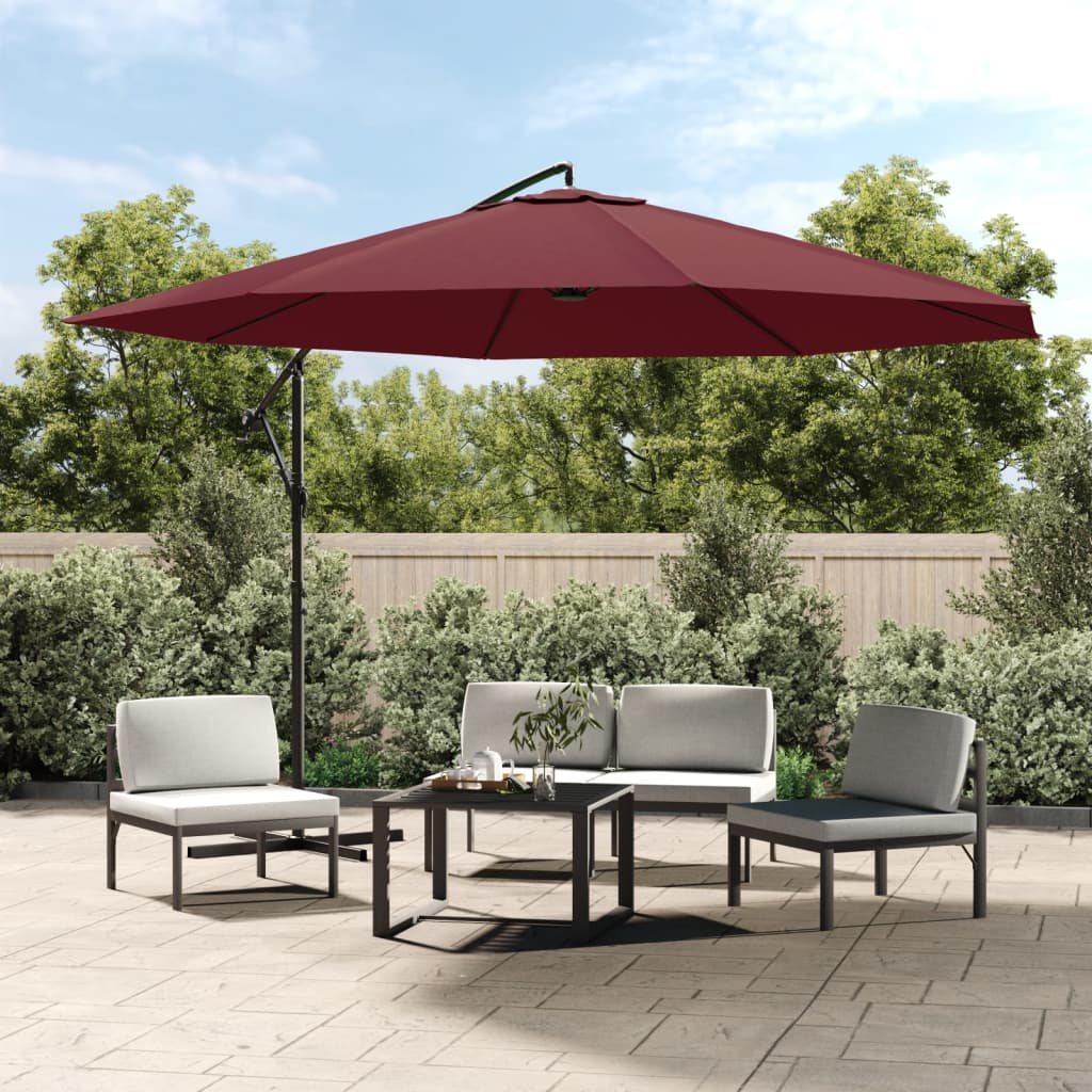 Vidaxl Parasol flottant avec poteau en aluminium 350 cm rouge bordeaux