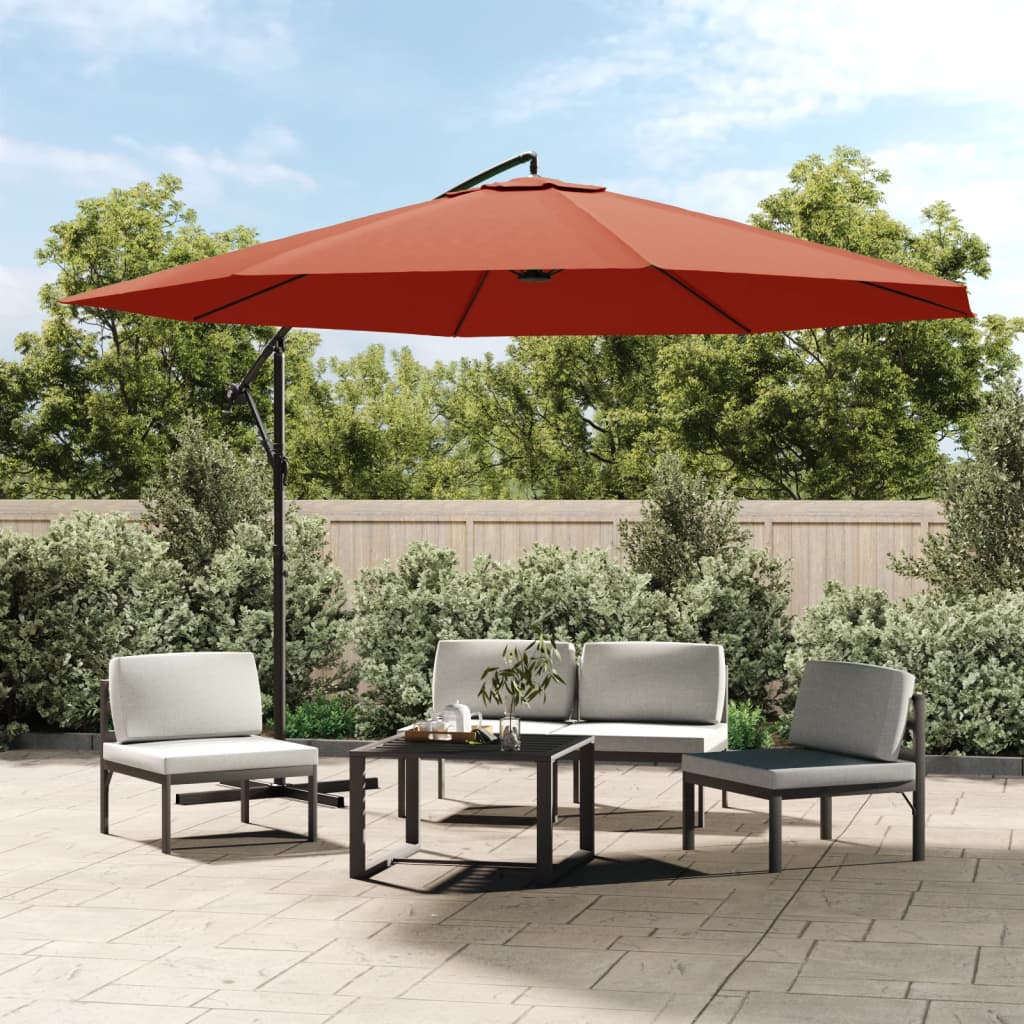 Vidaxl Parasol flottant avec poteau en aluminium 350 cm en terre cuite -colored