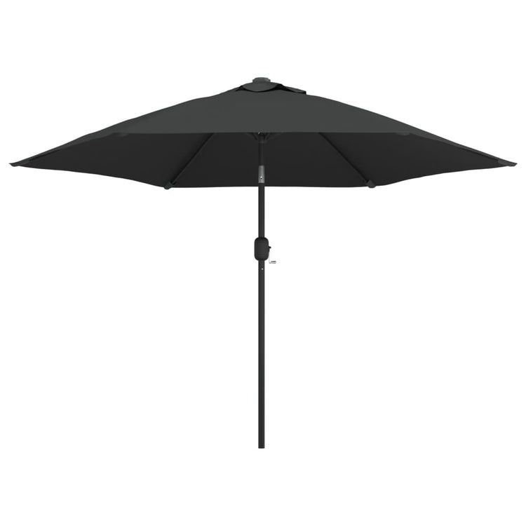 Parasol vidaxl avec éclairage LED et poteau en acier 300 cm anthracite