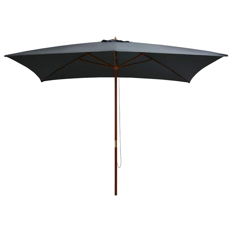 Parasol Vidaxl avec mât en bois 200x300 cm anthracite