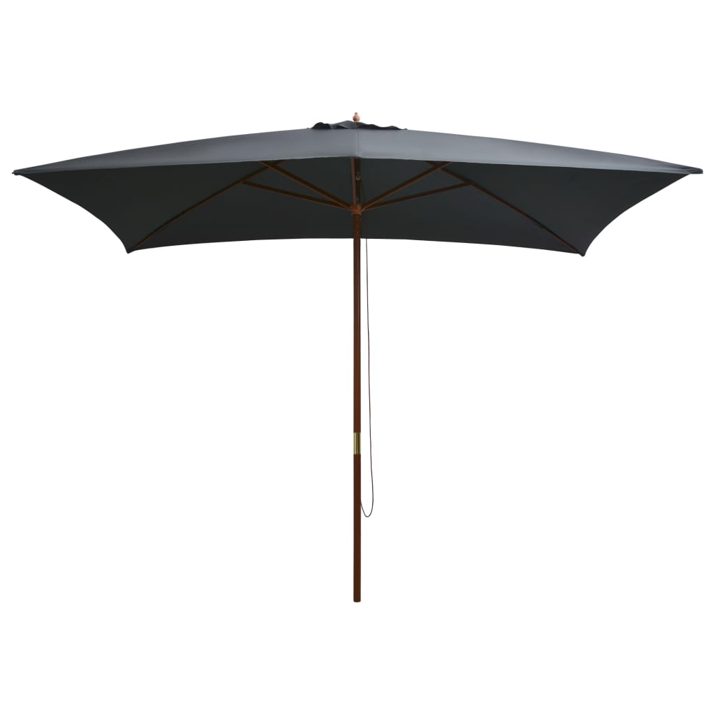 Parasol Vidaxl avec mât en bois 200x300 cm anthracite