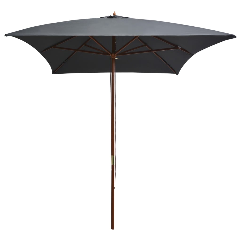 Parasol Vidaxl avec mât en bois 200x300 cm anthracite