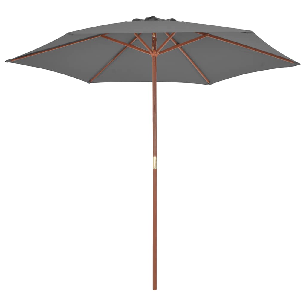 Vidaxl parasol avec poteau en bois 270 cm anthracite