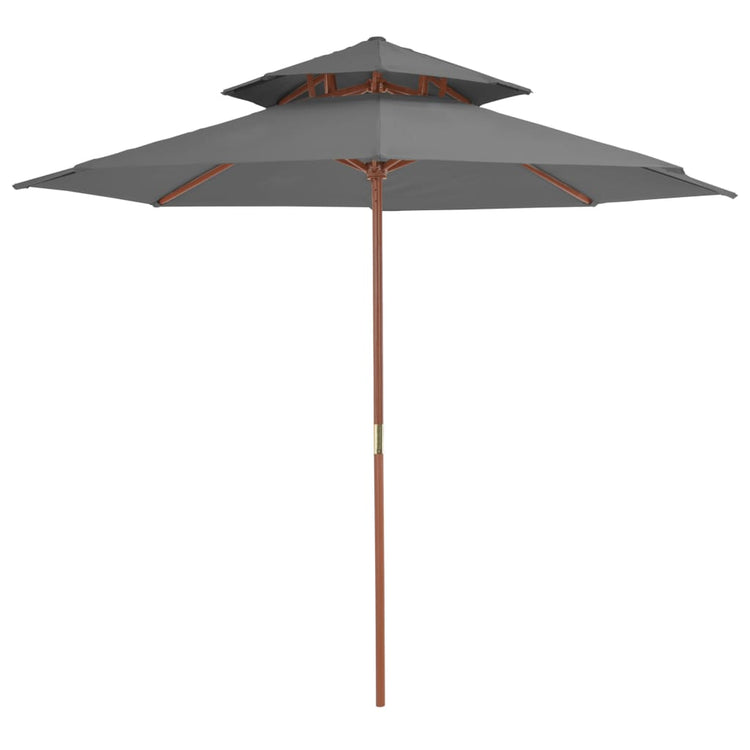 Vidaxl parasol double pourprek avec poteau en bois 270 cm anthracite
