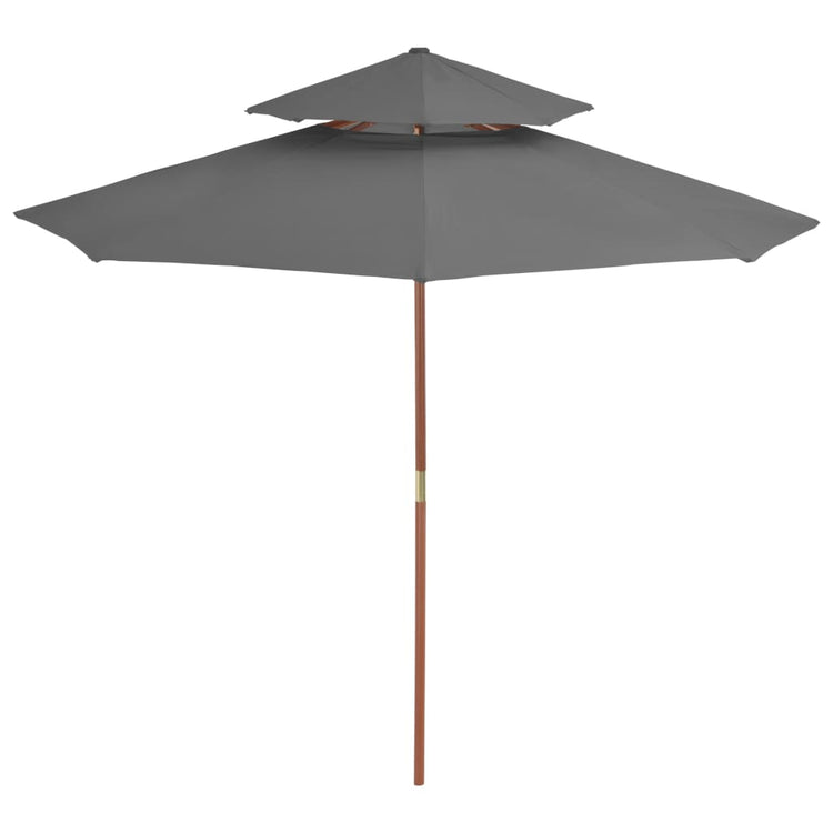 Vidaxl parasol double pourprek avec poteau en bois 270 cm anthracite