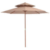 Vidaxl Parasol Double Decker avec poteau en bois 270 cm taupe