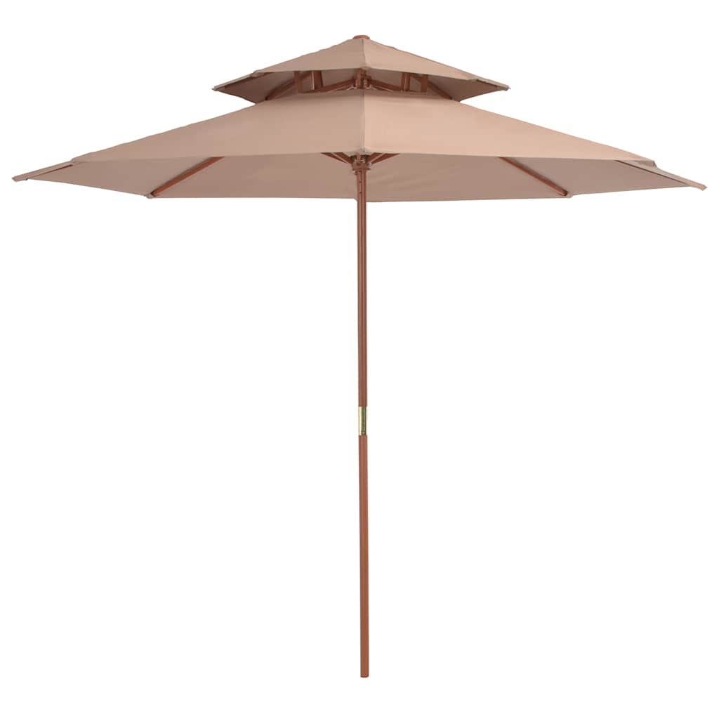 Vidaxl Parasol Double Decker avec poteau en bois 270 cm taupe