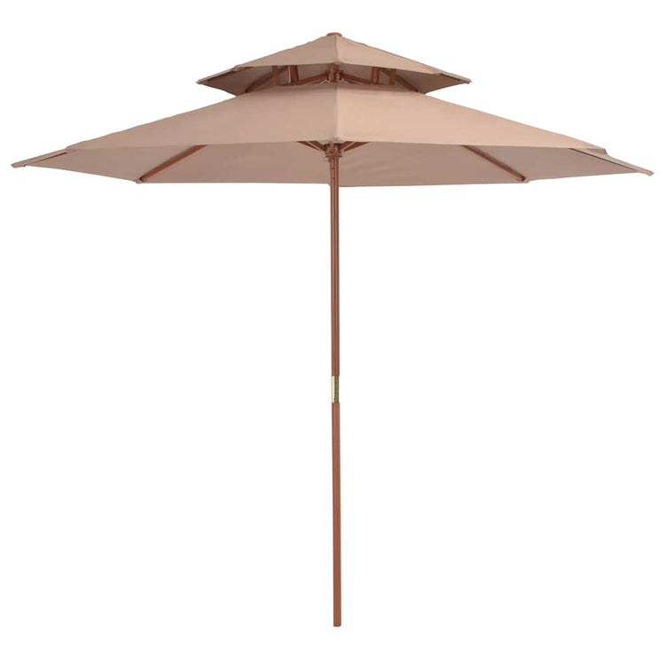 Vidaxl Parasol Double Decker avec poteau en bois 270 cm taupe