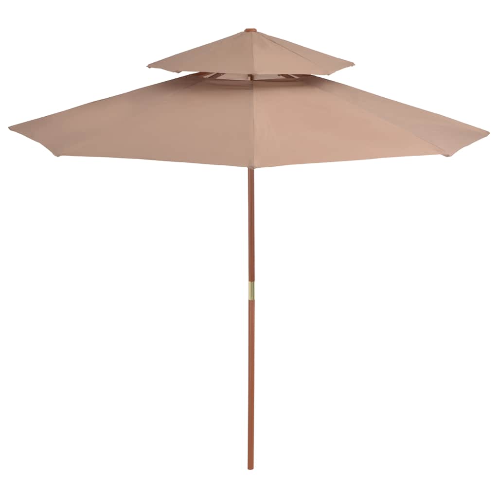 Vidaxl Parasol Double Decker avec poteau en bois 270 cm taupe
