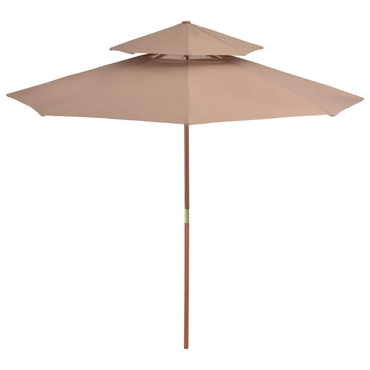 Vidaxl Parasol Double Decker avec poteau en bois 270 cm taupe