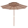 Vidaxl Parasol Double Decker avec poteau en bois 270 cm taupe