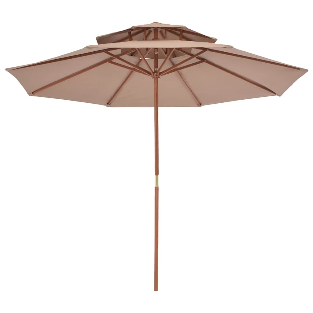 Vidaxl Parasol Double Decker avec poteau en bois 270 cm taupe
