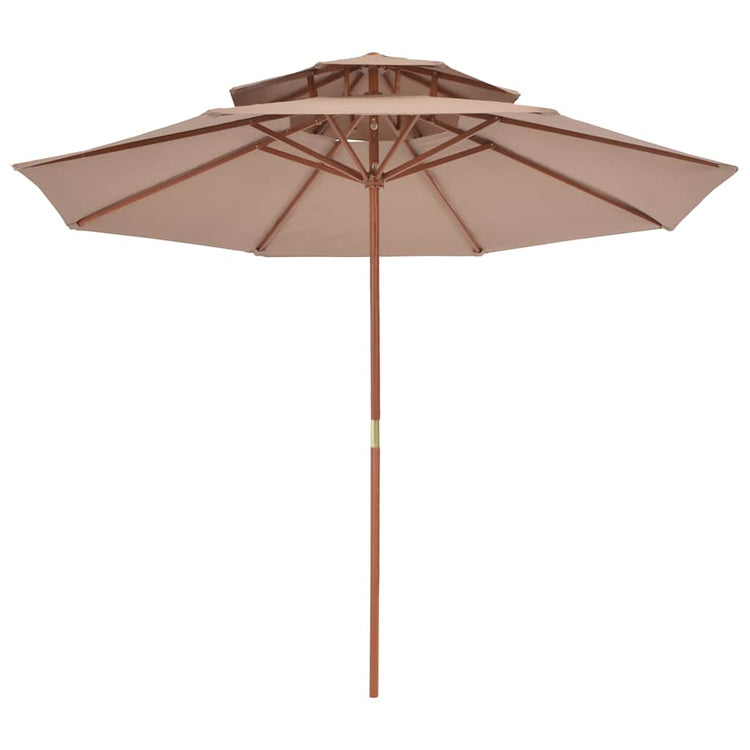 Vidaxl Parasol Double Decker avec poteau en bois 270 cm taupe