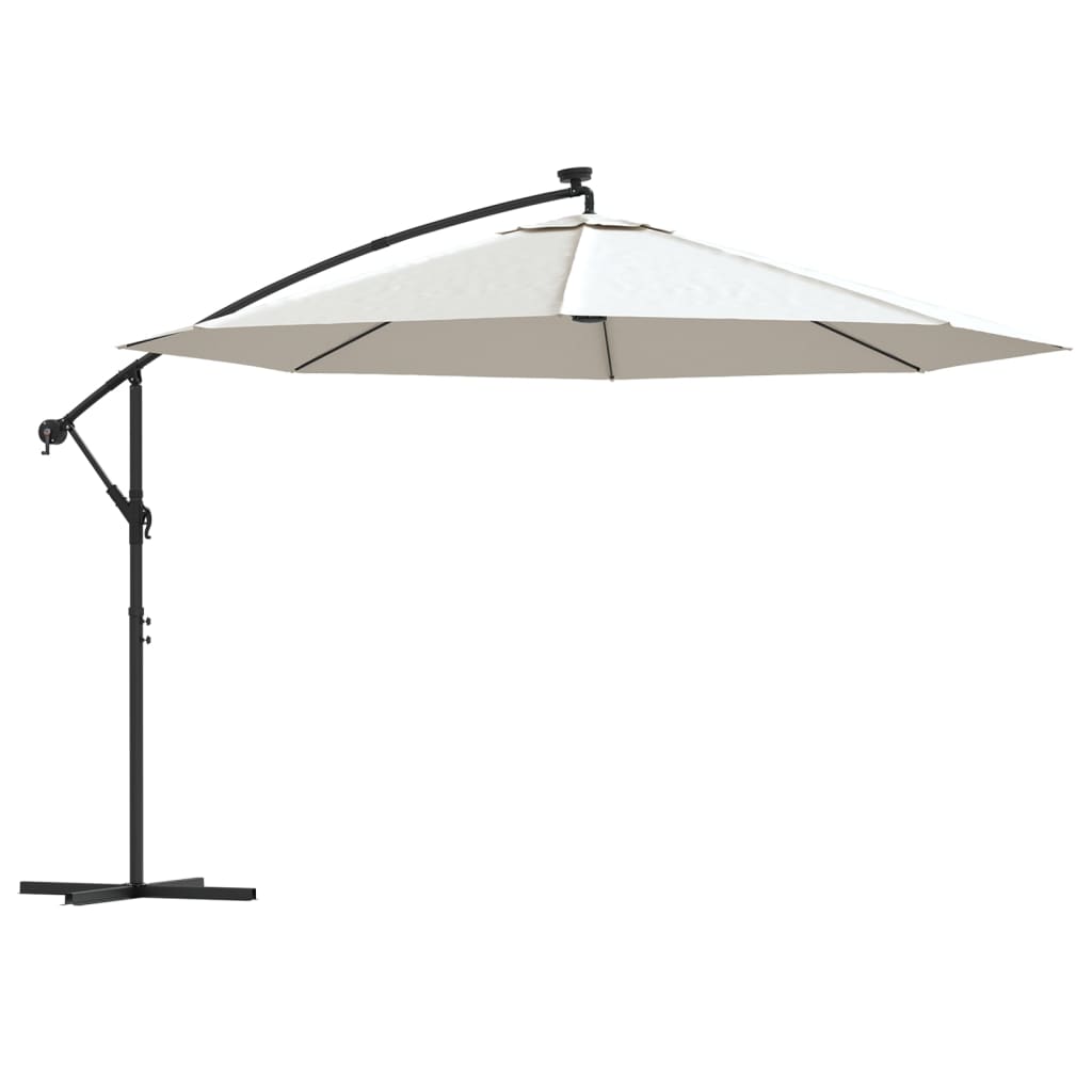 Parasol flottant vidaxl avec éclairage LED et poteau métallique 350 cm de sable