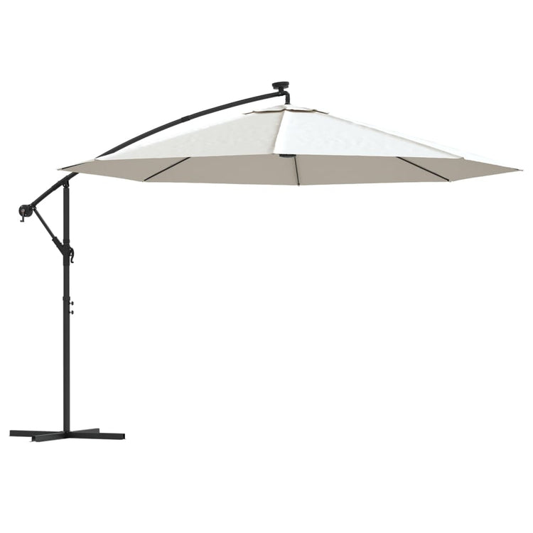 Parasol flottant vidaxl avec éclairage LED et poteau métallique 350 cm de sable