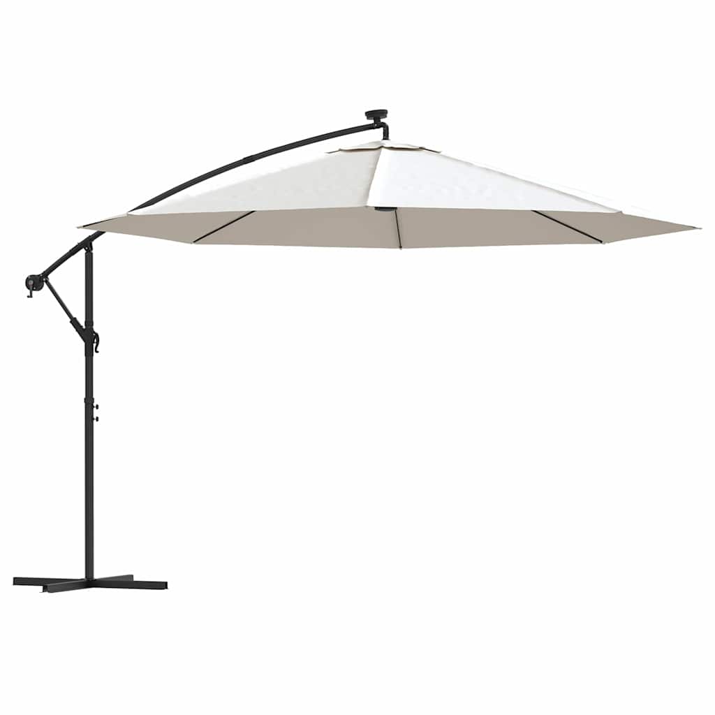 Parasol flottant vidaxl avec éclairage LED et poteau métallique 350 cm de sable