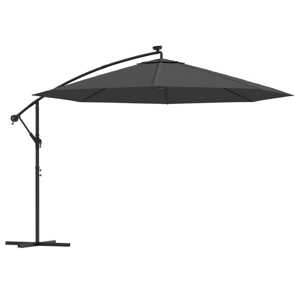 Vidaxl Parasol flottant avec un poteau en métal d'éclairage LED 350 cm anthracite