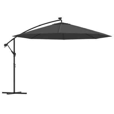 Vidaxl Parasol flottant avec un poteau en métal d'éclairage LED 350 cm anthracite