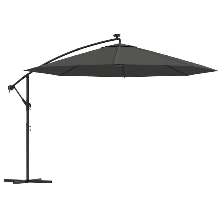 Vidaxl Parasol flottant avec un poteau en métal d'éclairage LED 350 cm anthracite