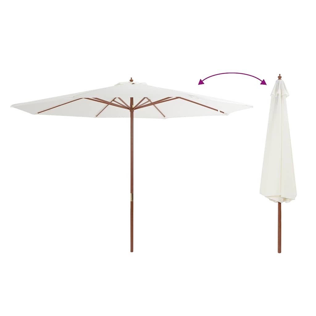 Parasol vidaxl avec poteau en bois 350 cm de sable blanc