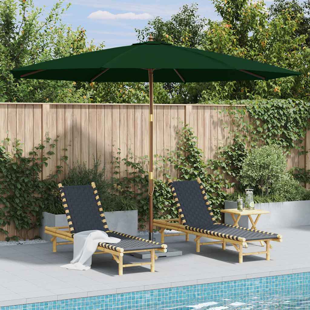 Vidaxl parasol avec poteau en bois 350 cm vert