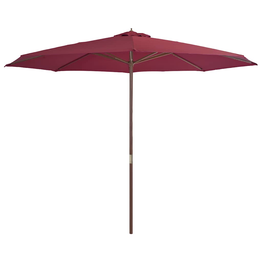 Parasol vidaxl avec poteau en bois 350 cm Bordeaux rouge