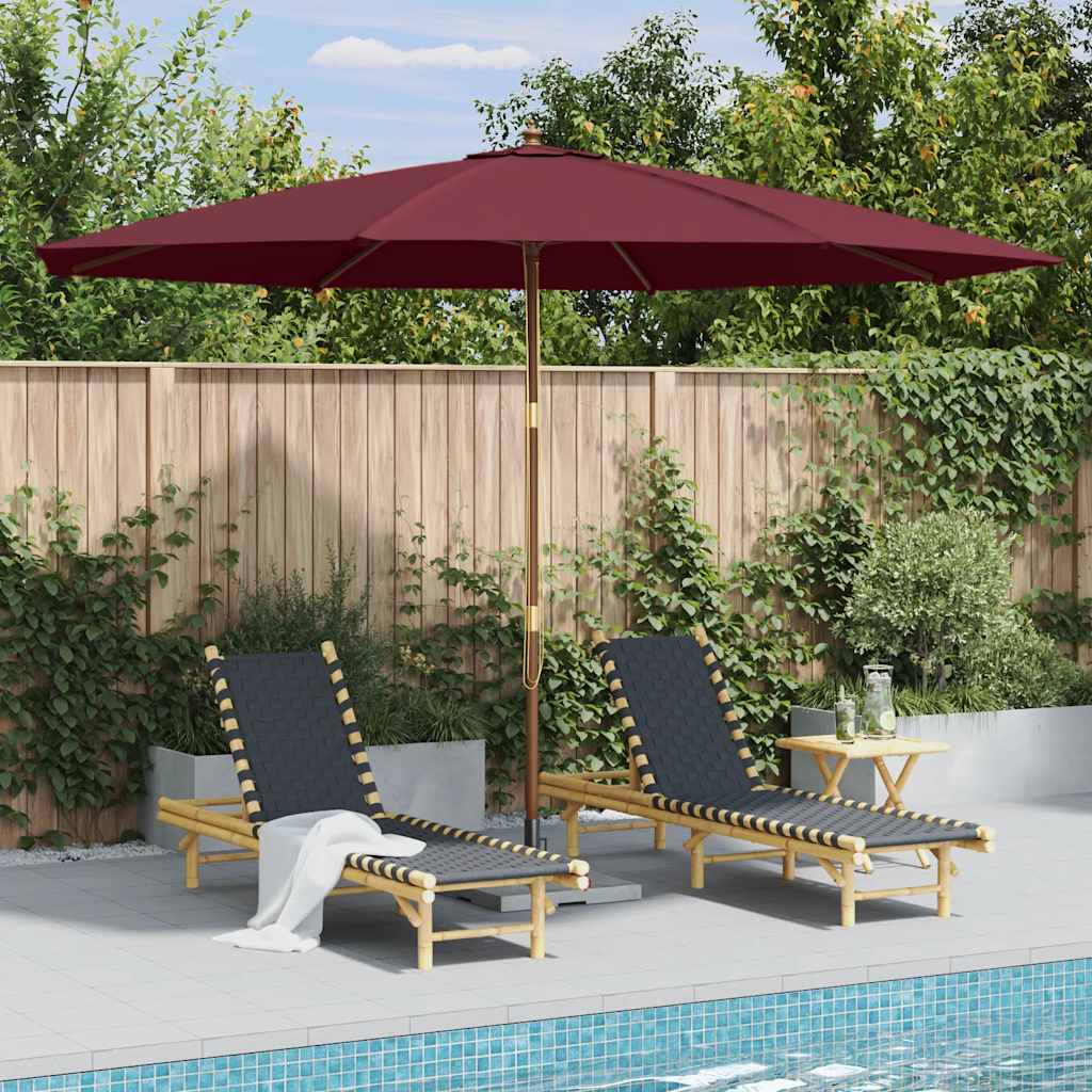 Parasol vidaxl avec poteau en bois 350 cm Bordeaux rouge