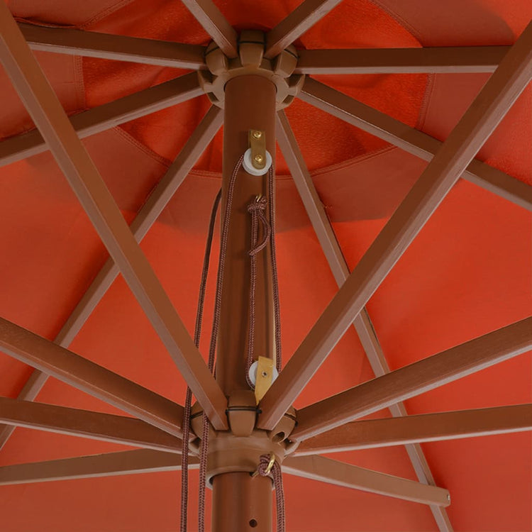 Vidaxl parasol avec poteau en bois 350 cm en terre cuite -colored