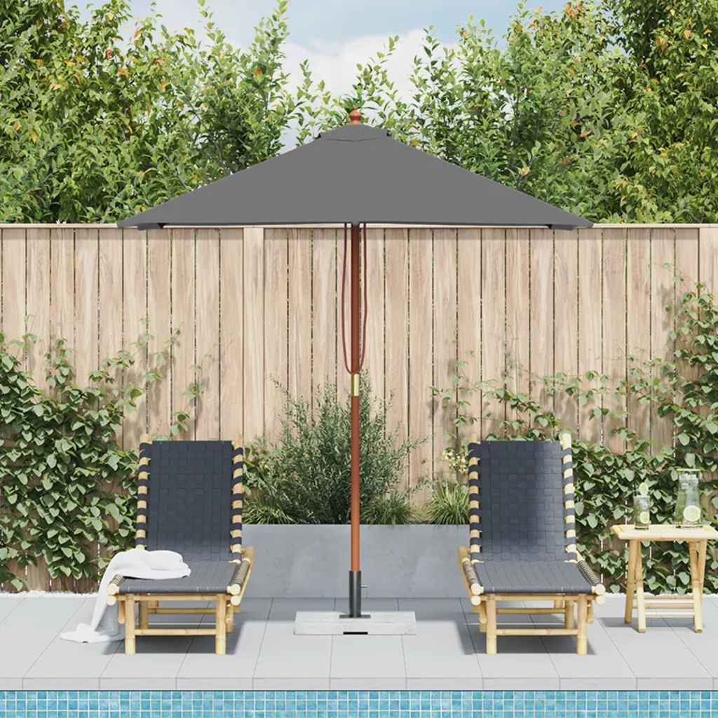 Vidaxl parasol avec poteau en bois 150x200 cm anthracite