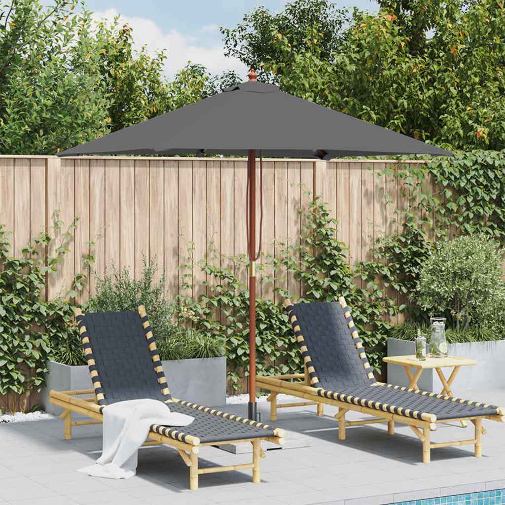 Vidaxl parasol avec poteau en bois 150x200 cm anthracite