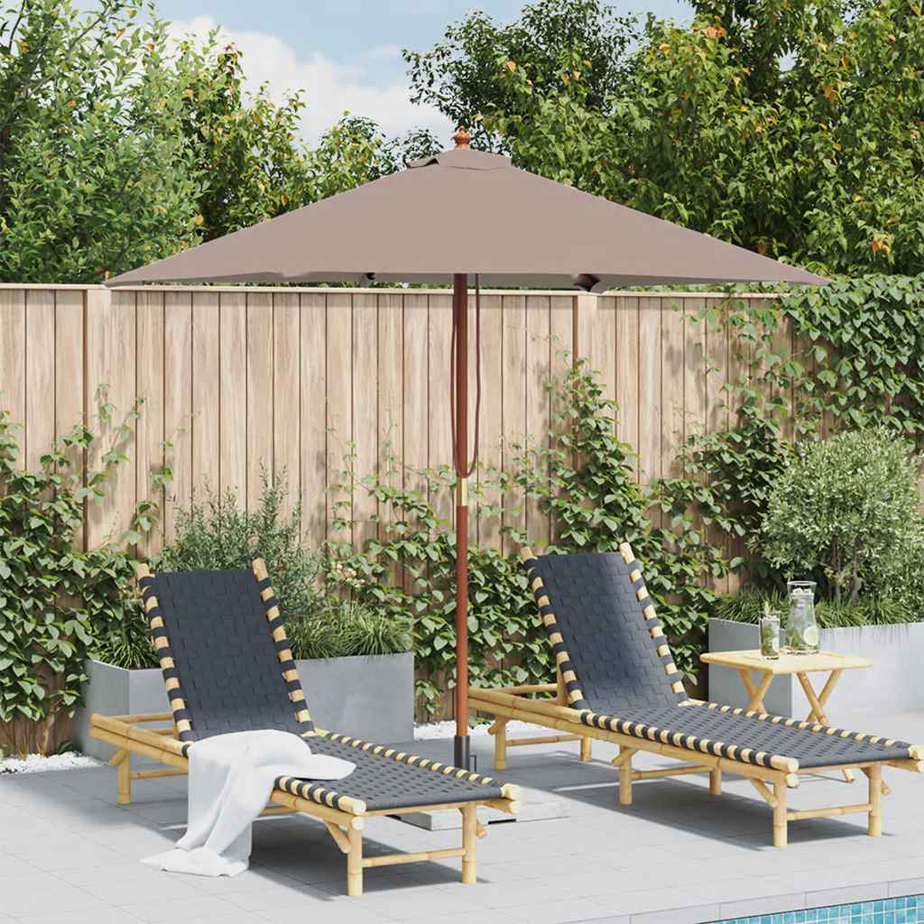 Parasol vidaxl avec pôle en bois 150x200 cm taupe