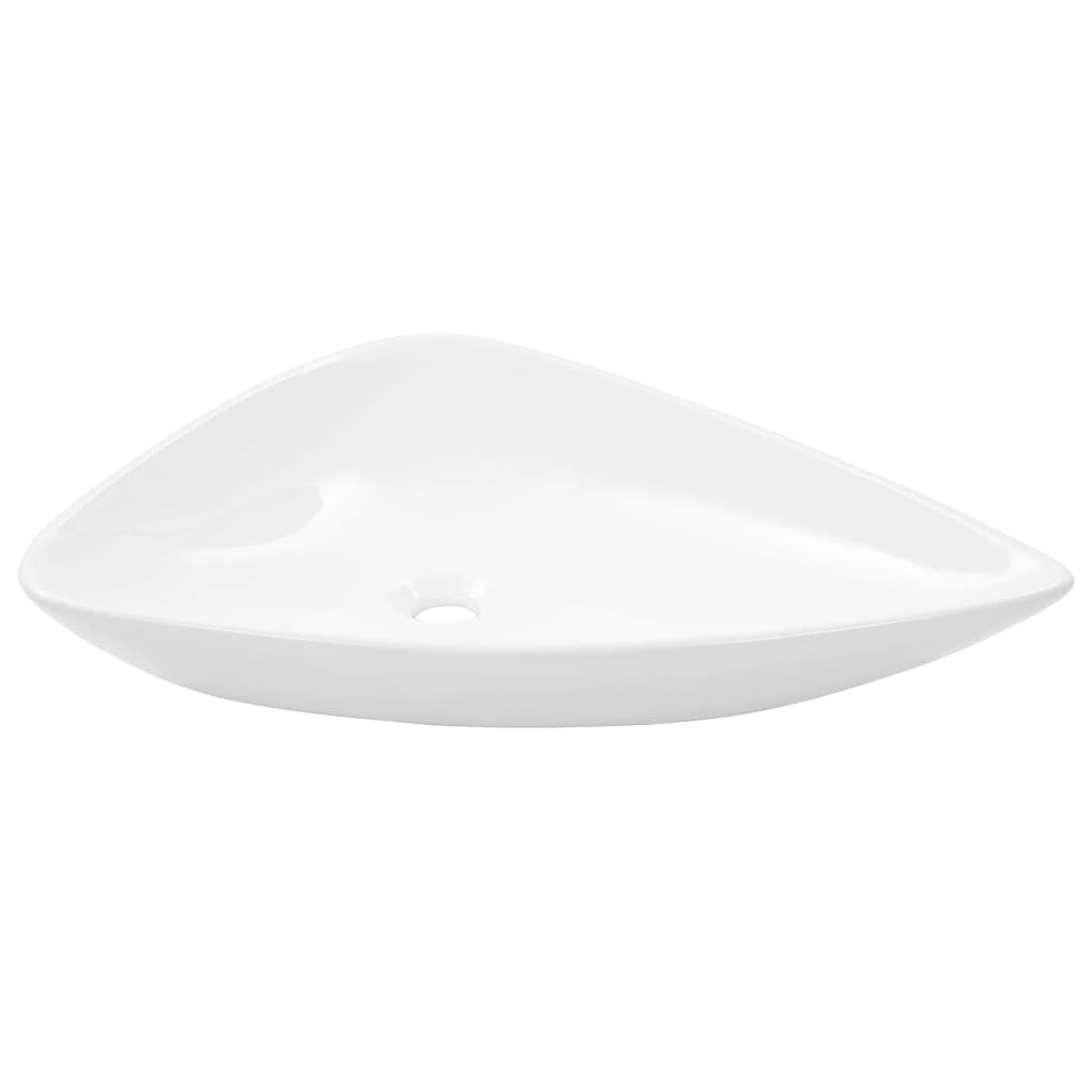 Vidaxl lavabo triangulaire 645x455x115 mm en céramique blanc