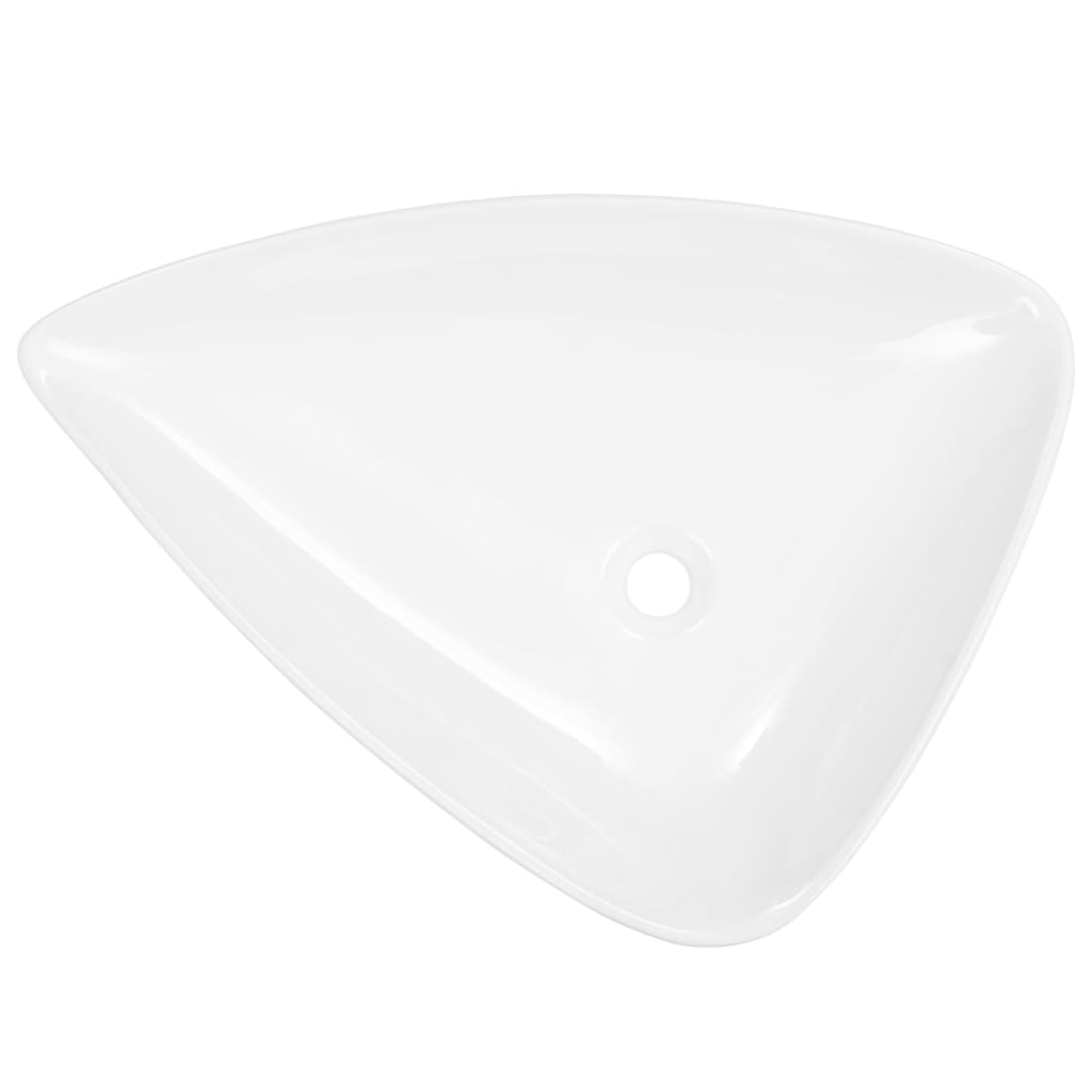 Vidaxl lavabo triangulaire 645x455x115 mm en céramique blanc