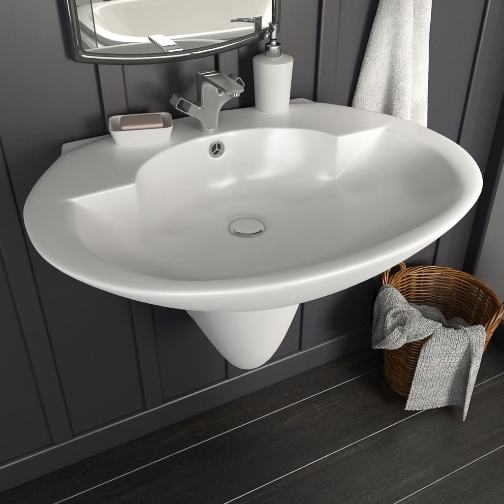 Vidaxl Washbasin Mur-MountEd 690x520x210 mm Céramique blanc
