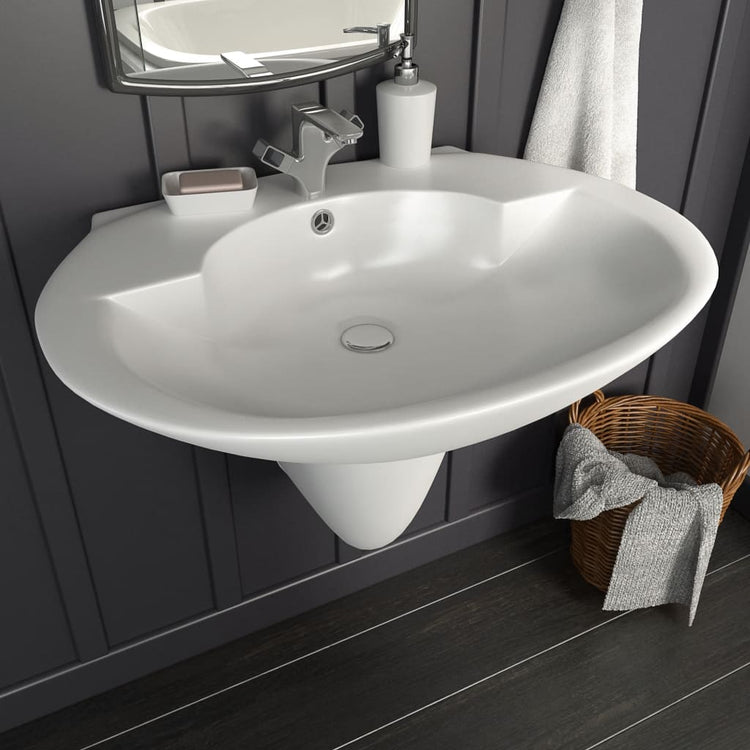 Vidaxl Washbasin Mur-MountEd 690x520x210 mm Céramique blanc