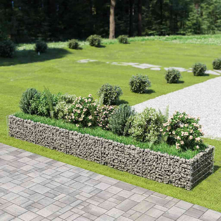 Vidaxl Gabion Planter surélevé 450x90x50 cm en acier galvanisé