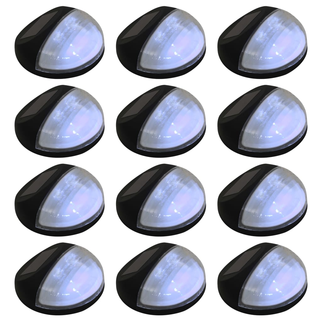 Vidaxl LED Lampes murales solaires rondes noires 12 sts