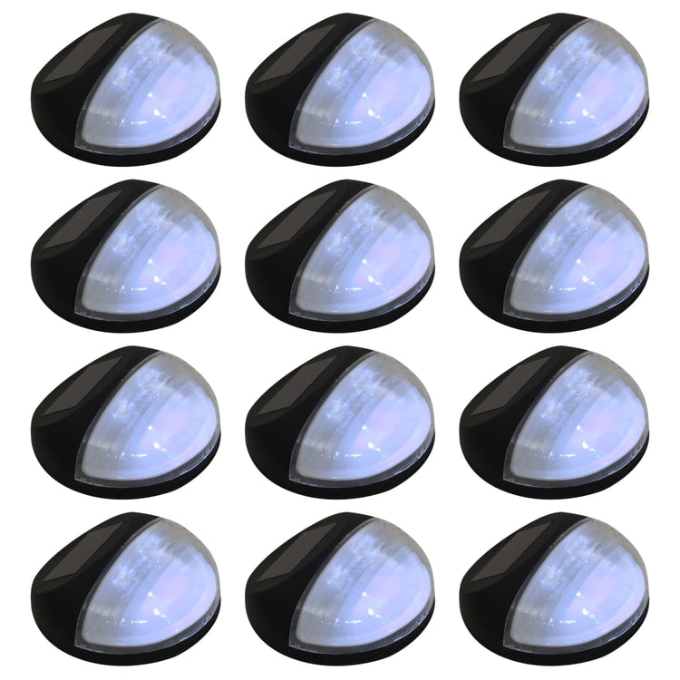 Vidaxl LED Lampes murales solaires rondes noires 12 sts