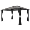 Arbor vidaxl avec rideau 4x3x2,6 cm en aluminium noir