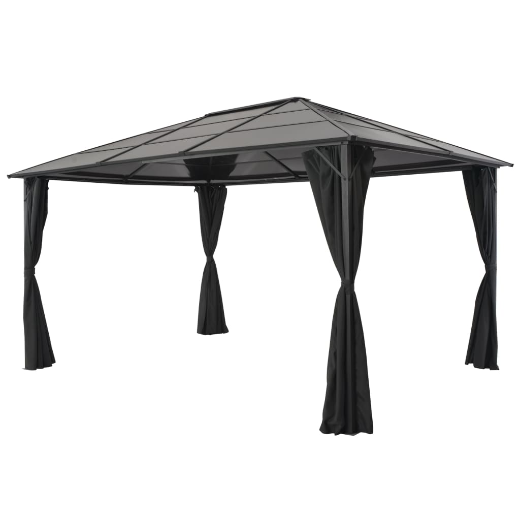Arbor vidaxl avec rideau 4x3x2,6 cm en aluminium noir