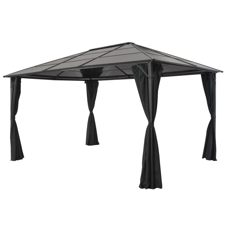 Arbor vidaxl avec rideau 4x3x2,6 cm en aluminium noir