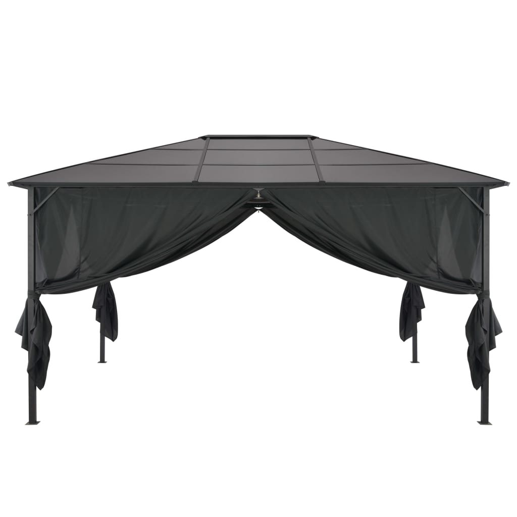 Arbor vidaxl avec rideau 4x3x2,6 cm en aluminium noir