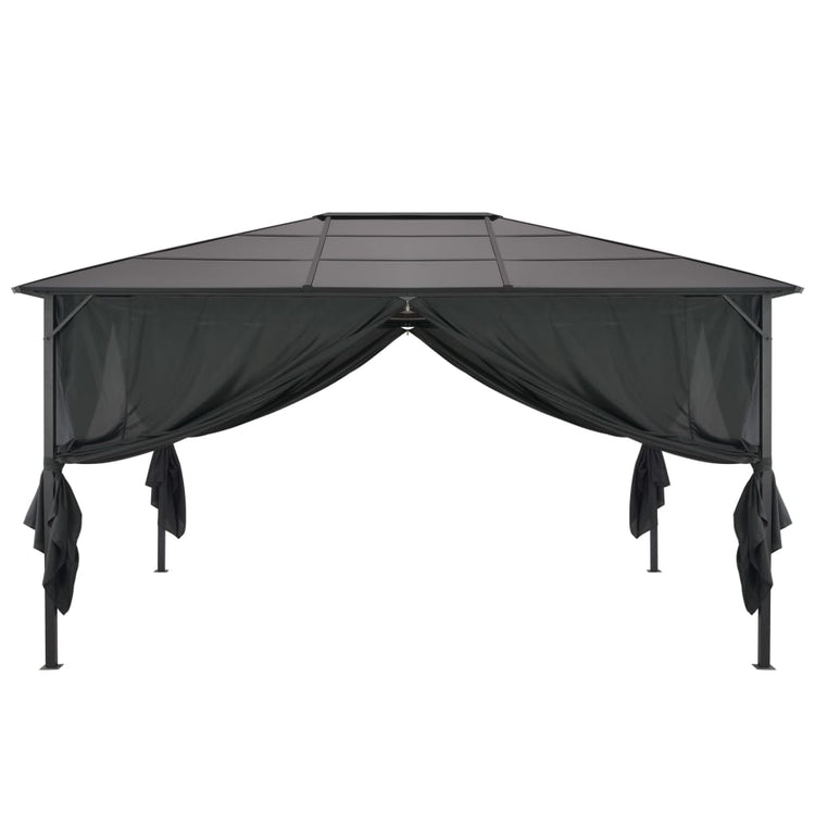 Arbor vidaxl avec rideau 4x3x2,6 cm en aluminium noir
