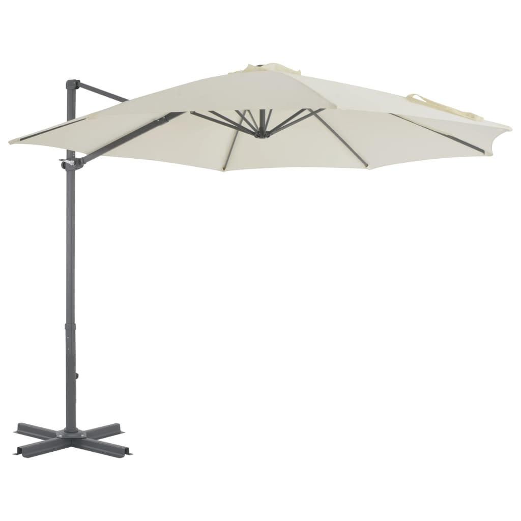 Vidaxl parasol flottant avec poteau en aluminium 300 cm-sable -colored