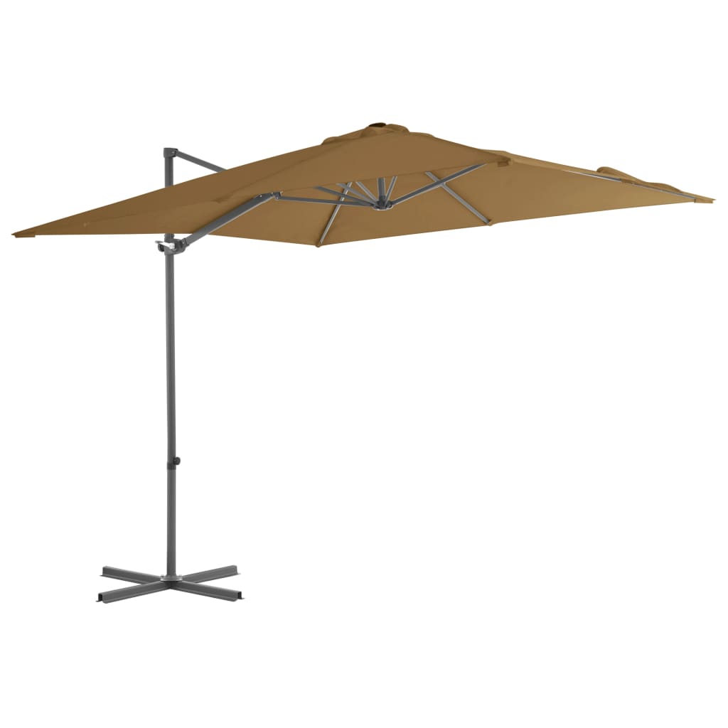 Vidaxl Parasol flottant avec poteau en acier 250x250 cm taupe