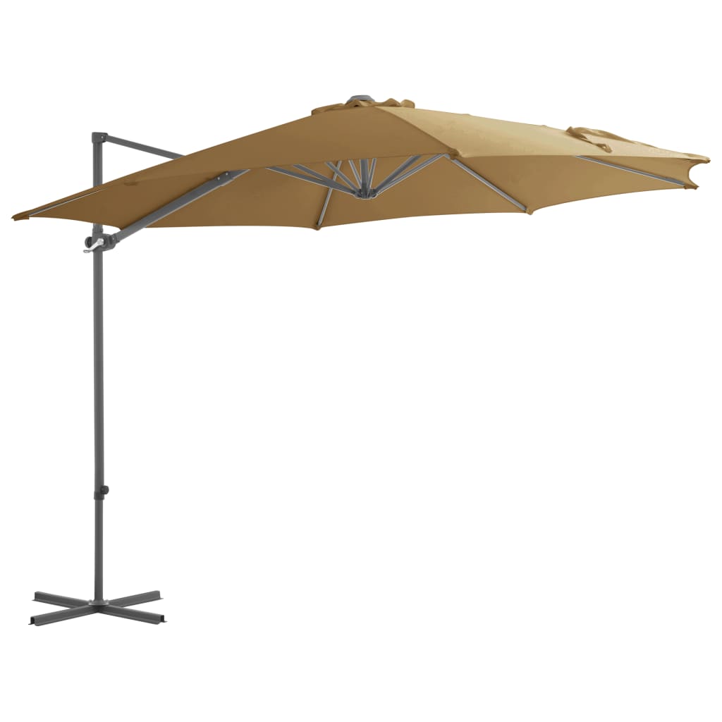 Parasol flottant vidaxl avec poteau en acier 300 cm taupe