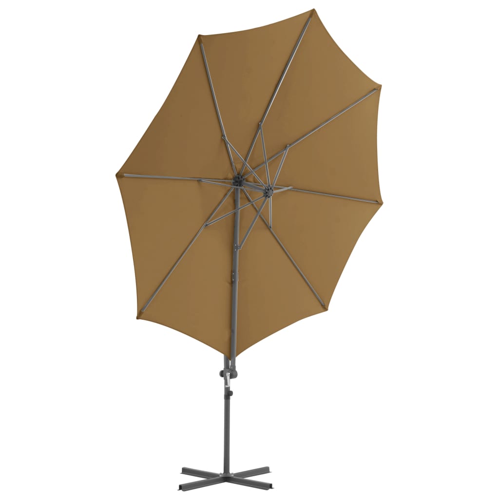 Parasol flottant vidaxl avec poteau en acier 300 cm taupe