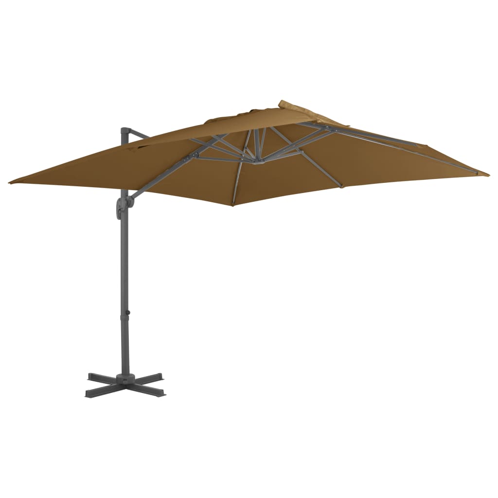 Parasol flottant vidaxl avec poteau en aluminium 300x300 cm taupe