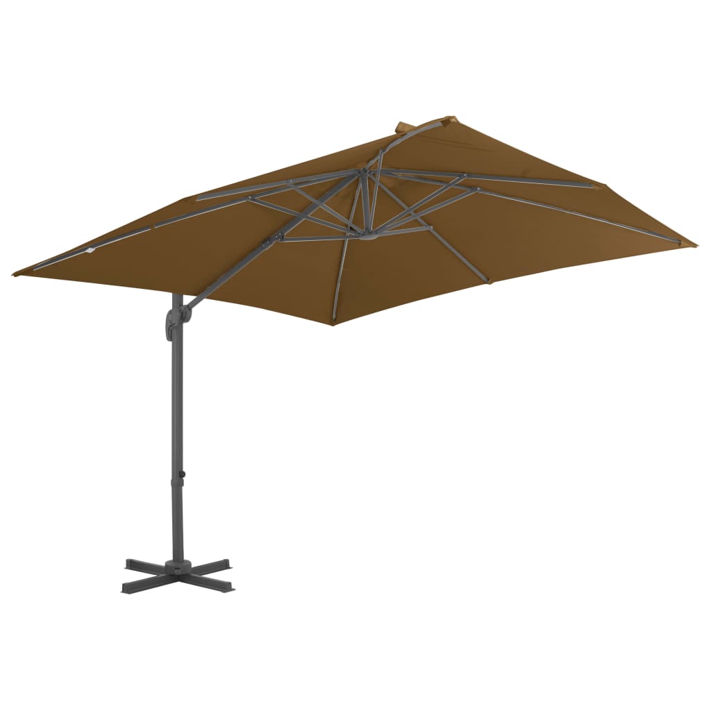 Parasol flottant vidaxl avec poteau en aluminium 300x300 cm taupe