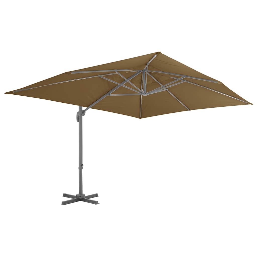 Parasol flottant vidaxl avec poteau en aluminium 400x300 cm taupe